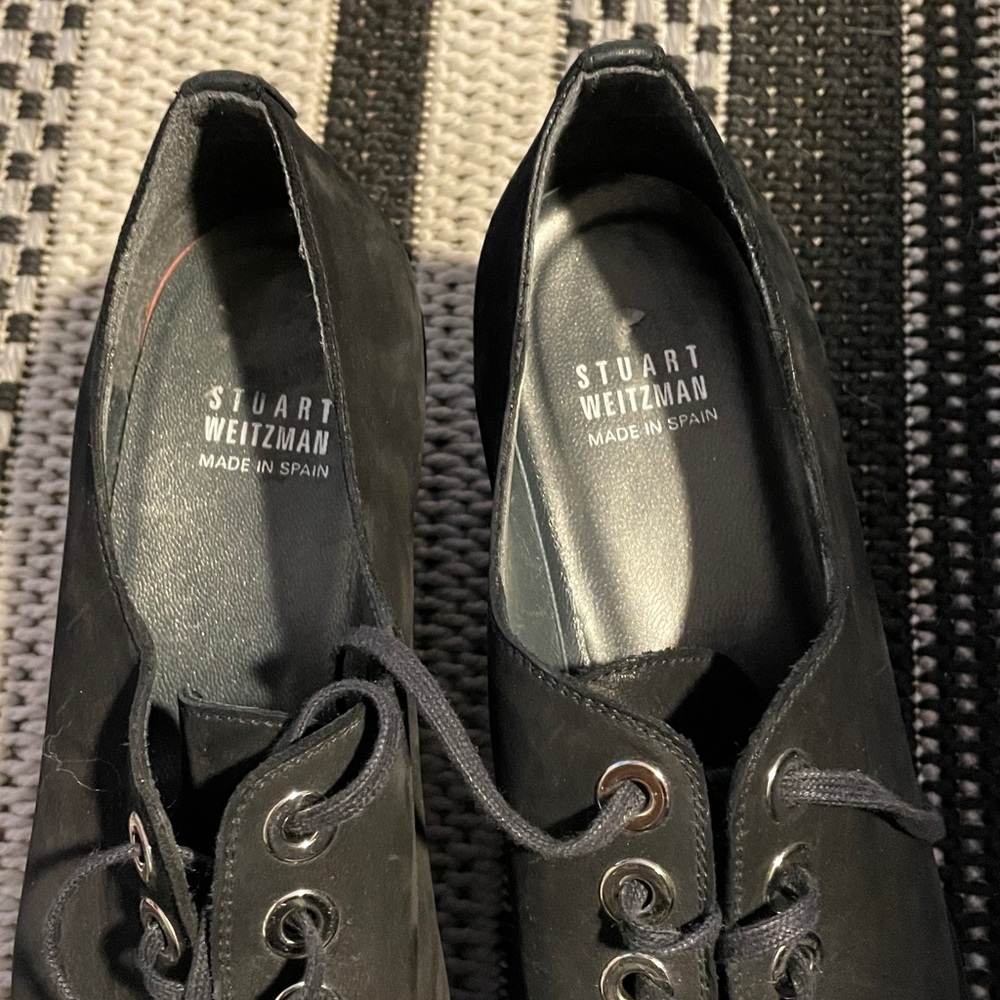 Stuart Weitzman Black Espadrille Platform Shoes